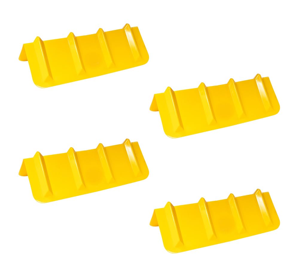Mytee Products 4 Pack 8"x8"x24" Yellow Flatbed Corner Protector - V Shaped Edge Guard for Tie-Down Winch &amp; Ratchet Straps - Plastic Corner Protector for Flatbed Trailer Cargo Load