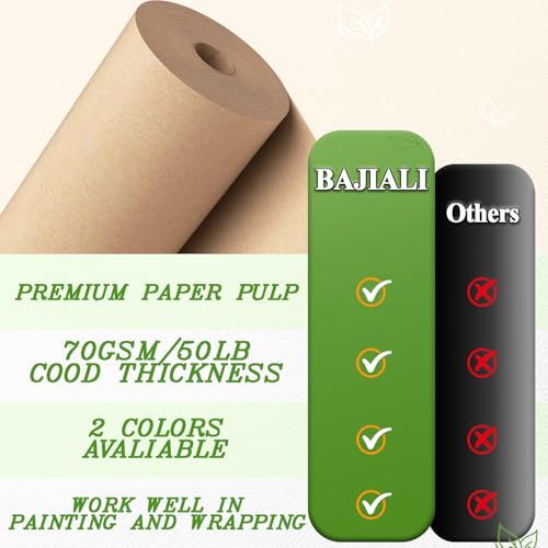 BAIJIALI 36" x 2,400" (200') Kraft Paper Roll for Craft Bulletin Board Paper Art Table Covering Crafting Gift Wrapping Bouquet Packing Parcel (Brown, 36''x200') - Thumbnail 4