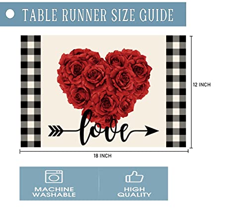 Valentines Day Love Placemats Set Of 4,12X18 Inch Buffalo Plaid Roses Love Heart Heat-Resistant Place Mats,Anniversary Wedding Table Decors For Farmhouse Kitchen Dining Party #TOP5