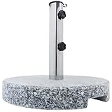 Anaterra® Sonnenschirmständer - Granit, 20 kg, Mobil, Stabil, mit Griff, Edelstahl, Quadratisch/Rund - Schirmständer, Sonnenschirmsockel, Ständer für Sonnenschirm, Balkon, Terasse (Rund)