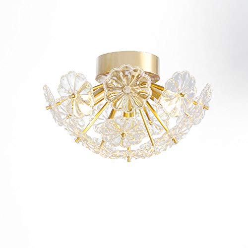 Chandelier en cristal doré à 3 lumières pour plafond de chambre