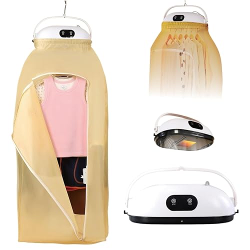 Folding Automatic Ironing Machine with Timer Compact & Portable Travel Clothes Dryer Machine with Drying Bag Fast Drying & Vertical Steam for Home Travel(White)