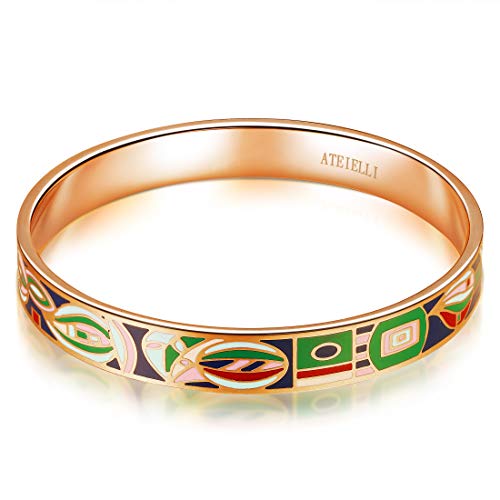 ATEIELLI Bracelet Émail Multicolore 18K Plaqué Or Rose Femme Cadeau JWB147 Cover