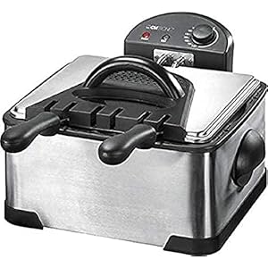 Clatronic FR 3195 Dubbele friteuse, 2 frituurmanden en 1 grote frituurmand, capaciteit voor 4 liter olie/vet, traploos regelbare thermostaat tot 190 °C, 2 controlelampjes, spatbeschermingsdeksel, 2000