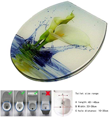 Asiento de inodoro Calla Lily con tapa y bajada lenta, resina de urea-formaldehído ultra resistente, forma fija U/V/O miniatura 3