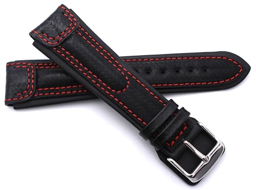 Bracelet de montre RIOS1931 Monza en cuir de vachette façon carbone