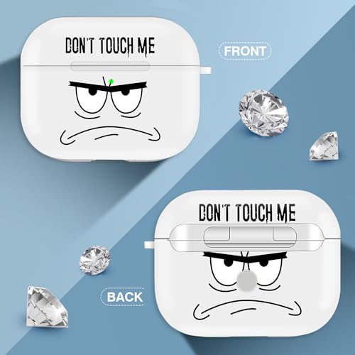 Image of for Airpods 3rd Generation Case,Don't Touch Me Cool Cover with Lanyard Big Eyes Cute Cartoon for Airpods 3rd Generation Case,Soft Shockproof Cover for Women Men-White