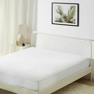 Amazon Basics Matratzenschoner - 45 cm Tiefe wasserdichte Geräuschlose Waschbare Matratzenauflage, 140 x 200 cm, Weiß