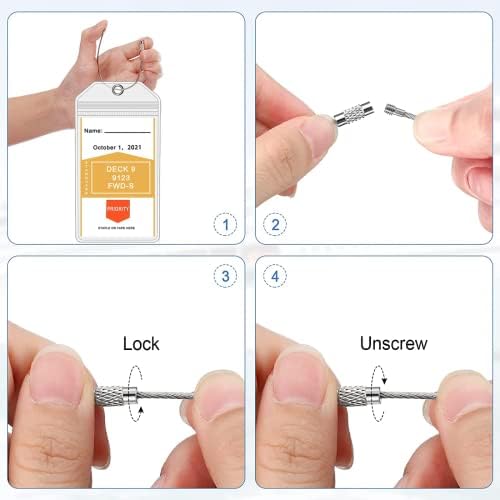 Luggage Tag Holders, Clear Waterproof PVC Pouch with Zip Seal & Steel Loops, for Cruise Trip Vacation Accessories Luggage Suitcases Holders ID Labels Suitcase Tags (4PCS)