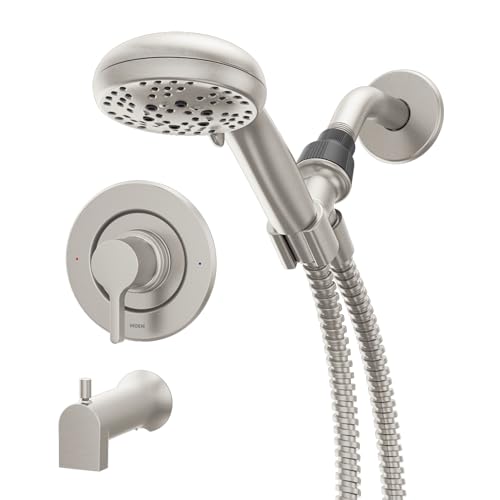 Moen Beric Shower Faucet with Handshower and Included Valve – Spot Resist Nickel Finish, 2-Function Diverter, Modern Design, 82775SRN by Moen - Used condition - US$105.00