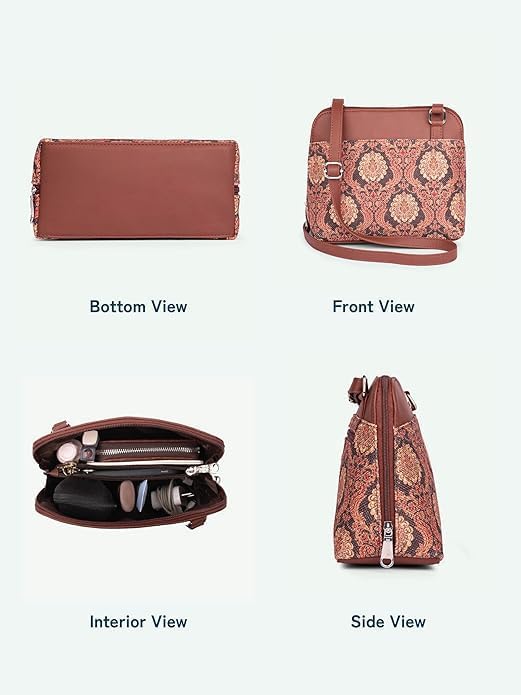 Women’s Printed Crossbody Sling Bag – Vegan Leather Handbag with Adjustable Strap, Stylish Small Purse for Travel, Daily Use & Casual Wear