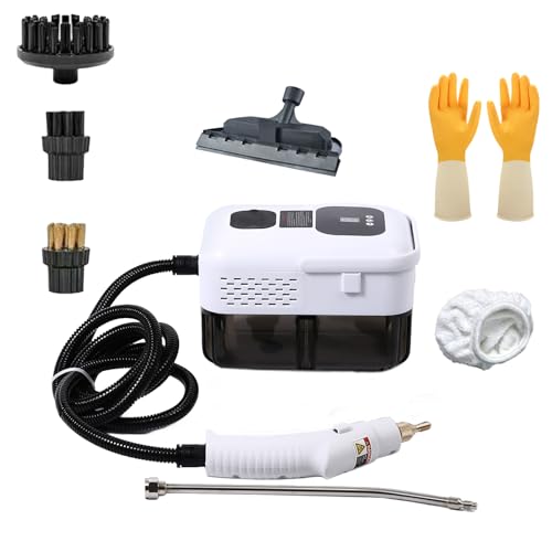 Pulitore a vapore portatile, 2500 W, pulitore a vapore per tutto con 8 accessori, 3.0 bar, serbatoio da 1200 ml, detergente portatile per finestre, cucina, pavimento, auto