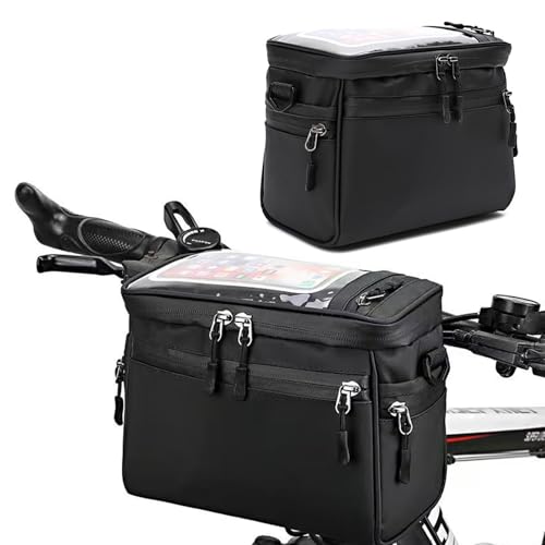 Dulynva Borsa Velo,Borsa Manubrio Velo, Manubrio Bicicletta Multifunzionale Schermo Frontale con Nero