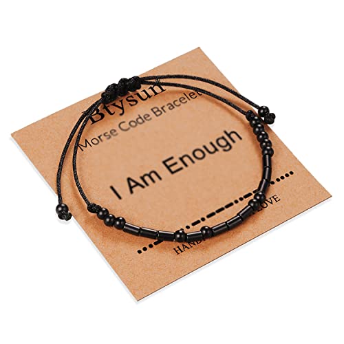 Morse Code Bracelets for Women Inspirational Gifts for Her Adjustable Black Adjustable Braided Men Bracelets Motivational Best Friend Birthday Gifts for Sister Daughter Mom Dad Christmas Jewelry…