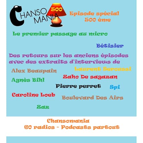 Chansomania 500 - émission spéciale 500ème, avec des retours sur des interviews, un bétisier,...