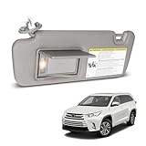 ItranMc Sun Visor Driver Side for 2014-2019 Toyota Highlander, Gray Left Side Car Visor with Light Mirror,Replacement#74320-0E074-B0