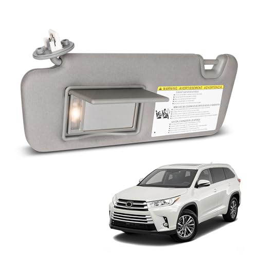 ItranMc Sun Visor Driver Side for 2014-2019 Toyota Highlander, Gray Left Side Car Visor with Light Mirror,Replacement#74320-0E074-B0 by ItranMc - Used condition - US$30.39