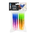 Chef Aid Multi-Coloured Plastic Shot Glasses, Pack of 20 Reusable 30ml Party Cups, Bright, Colourful Drinking Glasses for Shots, Cocktails and Celebrations
