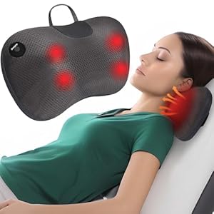 Gifts for Dad Back Massager Pillow for Pain Relief Deep Tissue – Shiatsu Kneading Neck and Shoulder Massager with Heat – Protable Electric Massage Pillow with Carry Handle – Gift for Women/Men