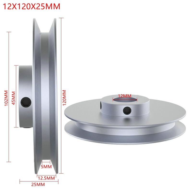 Single Groove,A-Type,V-Belt Pulley Single Slot Aluminum,Alloy Pulley 40MM 60MM 80MM 100MM 120MM (12X120X25MM)
