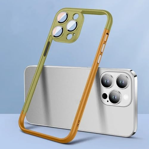 Coque iPhone 14 Pro antichoc transparente avec cadre de protection caméra vert kaki