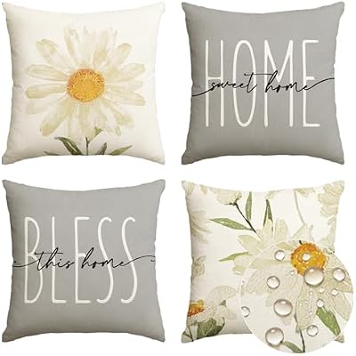 AVOIN colorlife Outdoor Floral Waterproof Pillow Covers