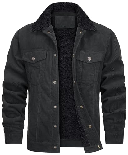 Men’s Winter Corduroy Fleece Jacket with Teddy Collar