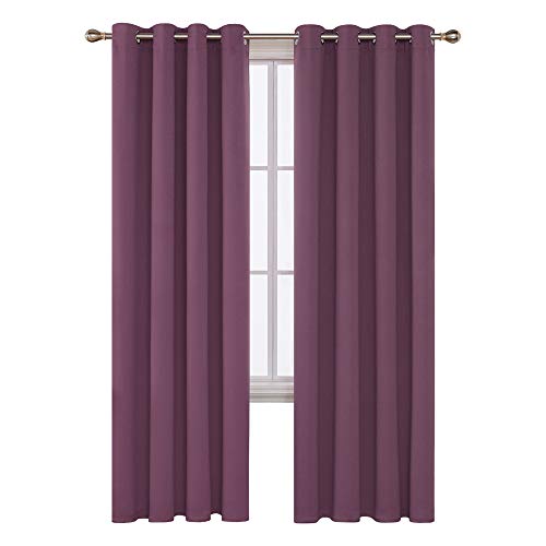 Image of Deconovo Blackout Curtain Room Darkening Panel for Bedroom or Living Room Grommet Thermal Insulated Lighting Reduce Drape 52 x 95 Inch Dry Rose 1 Panel