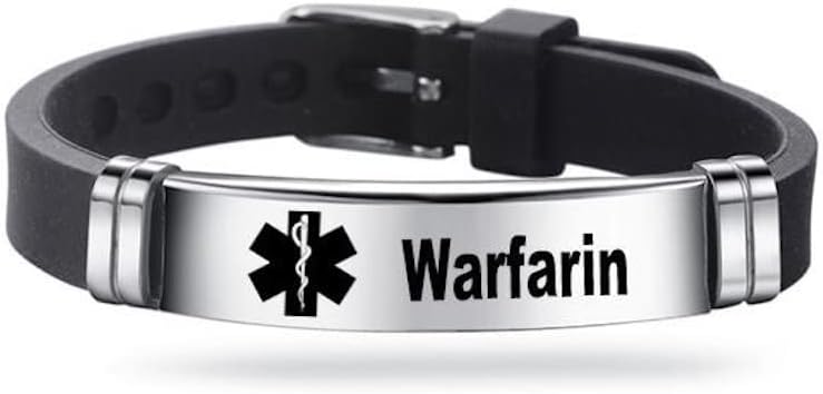 Medical Alert Silicone Bracelets Emergency Medical Awareness Epilepsy Diabetes COPD Blood Thinner Men Women Stainless Steel Adjustable