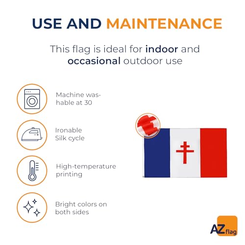 Image of AZ FLAG - Free France 1940-1944 Flag - 3x5 Ft - 100D Polyester French Resistance - France Libre Banner with Two Metal Grommets - Fade Resistant - Vivid Colors - 3' x 5' Feet - 150x90 Cm