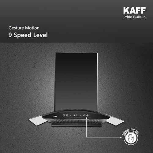Image of KAFF MAINZ 90DC 90cm Wall Mounted Kitchen Chimney | 1400 m /hr Suction | BLDC Motor | Filterless Dry Heat Auto Clean | Gesture & Touch Control | 9 Speed Levels |12 Years Motor Warranty