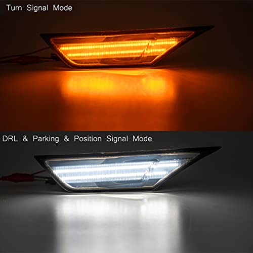 Civic LED Side Marker Lights For 2016-2020 Honda Civic Sedan Coupe Hatchback Smoked Lens Sidemarker Amber LED Turn Signal /White LED Running/Position/Parking Lights OEM#H02551127N