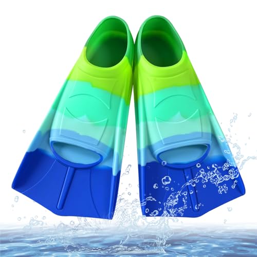 Schwimmflossen Kinder 100% Silikon Kurzflossen Training Flossen Schwimmflossen für Kinder Erwachsene Schwimmtraining Freiwassertraining Schnorcheln Tauchen für Anfänger