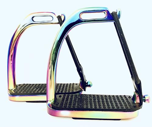 EXTREME Sicherheitssteigbügel – Pfauen-Design – Aluminium – Schnellverschluss – Größen: 4\, 4.5\, 5\ (4.5 inch)