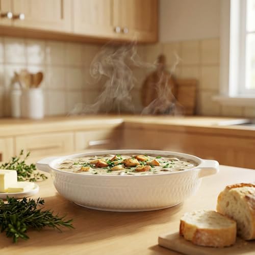 dingdaer Ceramic Casserole Dish with Handle Set of 2, 8.5 Inch Round Au Gratin Baking Dishes, 33 oz, For Pie Pan, Quiche, Tart Pan, Apple Pie Plate, for 2-3 Person Servings, Oven Safe, Easy Clean by dingdaer - Used condition - Image 6