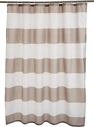 Amazon Basics Printed Fabric Shower Curtain,Natural Herringbone,180 x 200cm