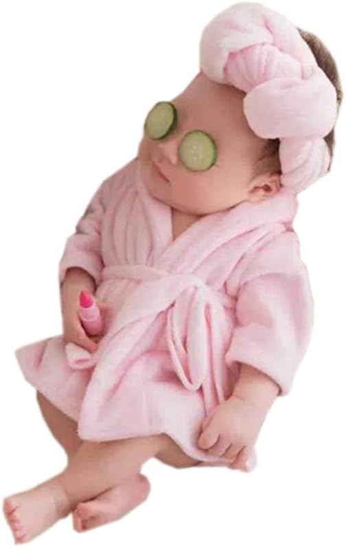 Newborn Monthly Baby Photo Props Bathrobes with Towel Sets for Boys Girls Photography Clothes Set