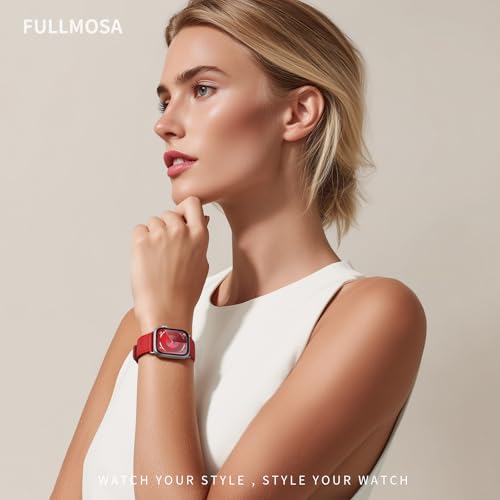 Image of Fullmosa Compatible Apple Watch Band 49 /46 /45 /44 /42 /41 /40Premium Genuine Leather Replacement Strap, Compatible with Apple Watch Series Ultra3 /2 /1 SE3 /2 /1 11 /10 /9 /8 /7 /6 /5 /4 for Men and Women