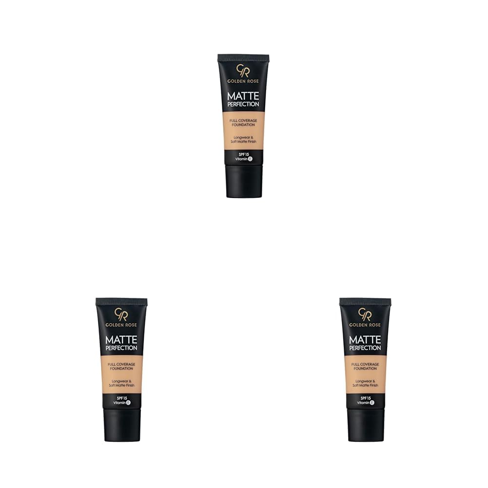 Golden Rose Matte Perfection Foundation - Natural 05 - Yoğun Kapatıcı Mat Fondöten (3 paketi)