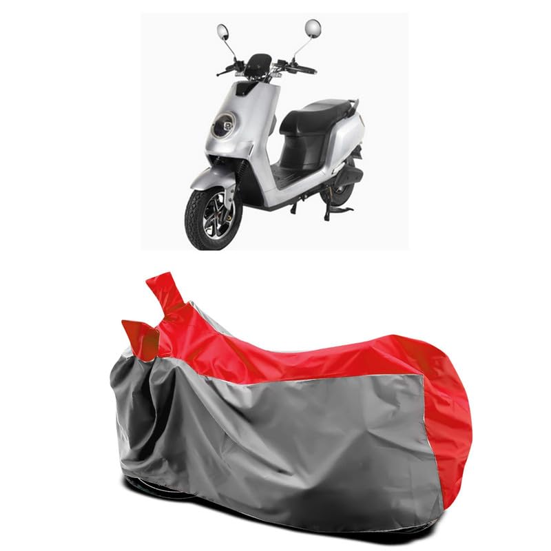 Image of DUFFEL-Two Wheeler Bike Body Cover Compatible for Glob Bike Bs6 Heat Protectio /UV-Rays /Birds Dropping /DustProof /Waterproof All Variants [Gray Red]