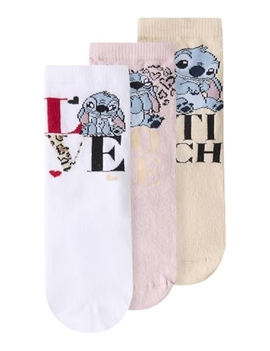 NAME IT Calzini da bambina Nmfjane Stitch 3P Wdi (confezione da 3), Peyote, 22-24
