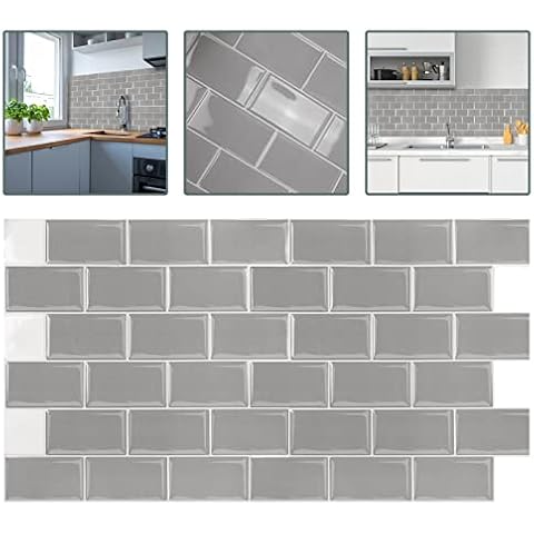 LZQ 10 Blatt Klebefliesen Küche Selbstklebende Backsplash Fliesen 3D Fliesenaufkleber Spritzschutz Wasserdicht Cover