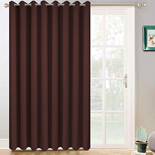 Yakamok Blackout Drapes for Sliding Glass Door - Thermal Insulated Door Blinds,Room Darkening Room Divider Window Curtain for Bedroom/Living Room(Chocolate Brown, 100 inches x 96 inches)