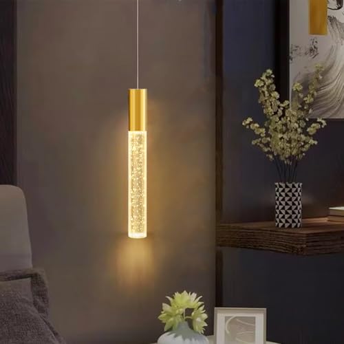Image of Luxurious Crystal Bubble Pendant Light | 3 in 1 LED Color Modern Ceiling Light for Bedroom, Living Room, Kitchen, Dining Room & Restaurants Antique Gold Finish Hanging Light for Home Decor