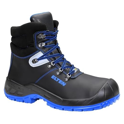 Tricetops Sicherheitsschuhe Herren Damen, Stahlkappe S3 SRC rutschfest Verschleißfeste Wasserdicht Atmungsaktiv Komfort Antistatisch Leicht Arbeitsschuhe (Numeric_40) 2 ELTEN Alessio Blue Mid ESD S3 767541 Unisex-Erwachsene Sicherheitsstiefel, Sicherheitsschnürstiefel, Sicherheitsboots, Sicherheitsschuhe EN ISO 20345 S3 SRC, Form A Schwarz (Black/Blue), EU 40