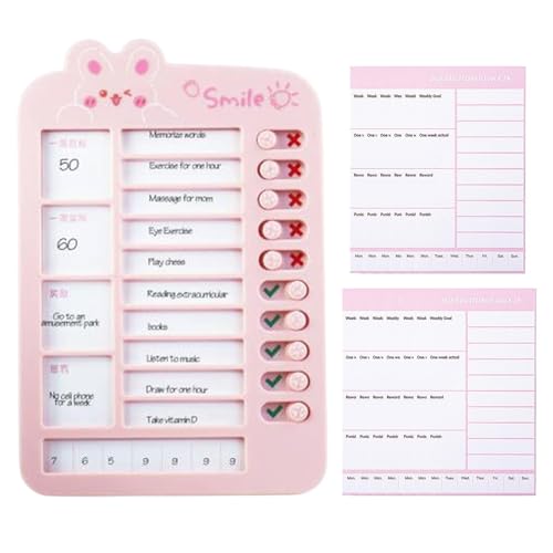 Tabla deslizante de lista de verificación, abdominales, tabla de tareas deslizante de papel con horario visual, organizador de planificación de rutina, rastreador de listas de verificación de estudio