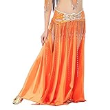 Länge: Lang DaiHan Frauen Bauchtanz Hoch Aufgeteilt Lange Öffnungs Elegant Tanzkostüme Orange Eine Größe