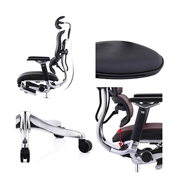 Office Chair, Computer Chair Game Chair Executive Office Chair,Chaise Lounge Cowhide Seat Leather Aluminum Alloy Feet-black frame purple+B - Image 3