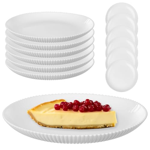 KADAX Piatti da dessert 19 cm in set da 6 piatti da colazione bianchi in vetro opalino, piatti piccoli per torte, dessert e colazione, lavabili in lavastoviglie (bianco)