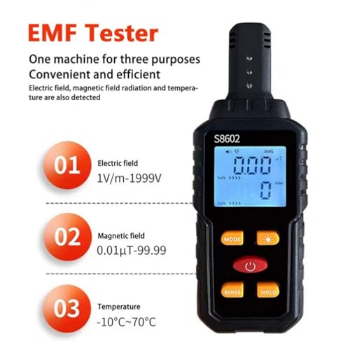 Medidor Gauss EMF 3 en 1 para radiación electromagnética miniatura 2